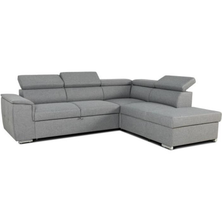 Canapé d'angle convertible réversible avec coffre - 5 places - DAYTONA - Tissu gris -