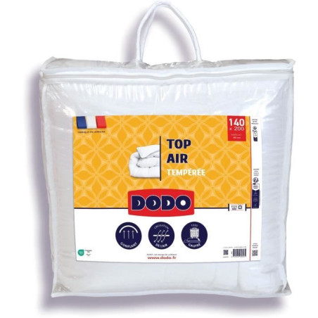 Couette tempérée - DODO - TOP AIR - 140 x 200 cm - 300G/M² - Blanc