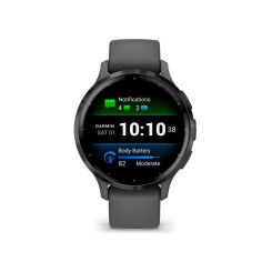 Montre GPS connectée - GARMIN - Venu 3S - 30,4mm (1,2) - Acier Gray, boîtier gris foncé et bracelet en silicone gris foncé