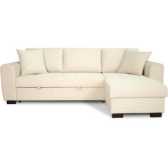 Canapé d'angle convertible réversible - 4 places - HAMILTON - Tissu Beige - L 245 x P
