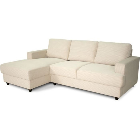 Canapé d'angle gauche 4 places - PAUL in cord - Tissu Beige - 216 x 141 x 79 cm - Fab