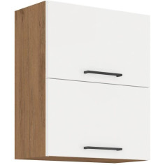 ROCK - Meuble haut - Mélaminé chene Lancelot et Blanc brillant - 60 cm - 2 portes basculantes ROCK - Meuble haut - Mélaminé chene Lancelot et Blanc brillant - 60 cm - 2 portes basculantes