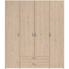 Armoire chambre VARIA - Panneaux de particules - Décor chene et blanc - 4 portes + 2 Armoire chambre VARIA - Panneaux de particules - Décor chene et blanc - 4 portes + 2