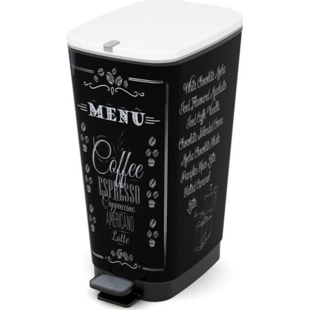 Poubelle a Pédale - Chic Bin Style - 42,5 L - Noir & Motif Coffee - KIS
