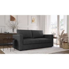 Canapé 3 places - Delta - Tissu Anthracite - Convertible semi-express - 190 x 92 x 90 cm Canapé 3 places - Delta - Tissu Anthracite - Convertible semi-express - 190 x 92 x 90 cm