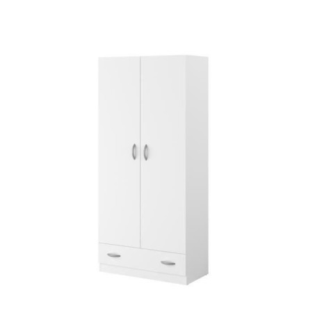 PARISOT Armoire 2 portes battantes + 1 tiroir - Panneaux de particules - Décor Blanc