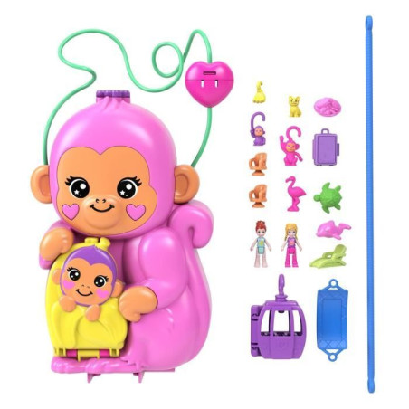 Polly Pocket-Maman Singe et Son Bébé-Coffret 2&nbsp;mini-figurines HWP04