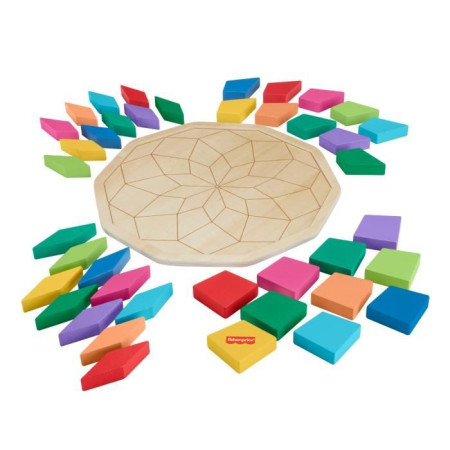 Fisher-Price-Puzzle Mandala en Bois-Puzzle 40&nbsp;pieces motif géométrique HXT94