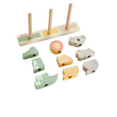 Fisher-Price-Animaux en Bois a Empiler et Trier, 10&nbsp;pieces HXV04