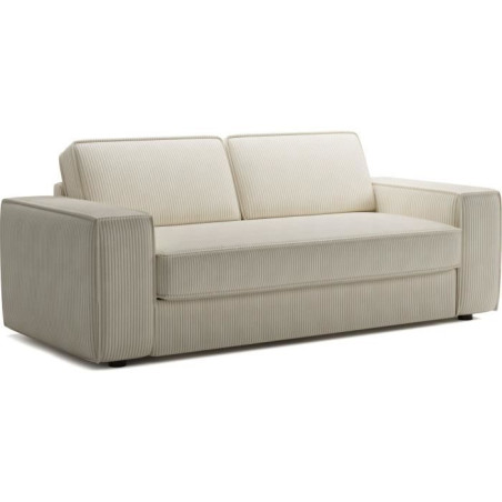 Canapé convertible express en velours côtelé - matelas 14cm - PAOLA - 210 x 100 x 87 cm