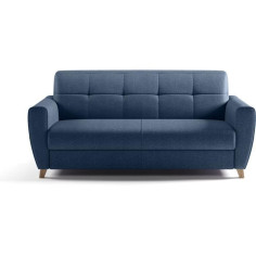 Canapé convertible express 3 places SKY - Tissu Bleu - 192 x 100 x 88 cm