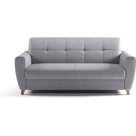 Canapé convertible express 3 places SKY - Tissu Gris - matelas 14cm - 192 x 100 x 88 cm