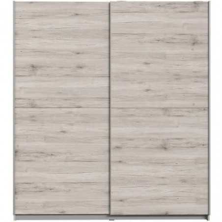 Armoire 2 portes coulissantes - Panneaux de particules - Décor chene cendré clair - L 170,3 x P 61,2 x H 190,5 cm - ULOS