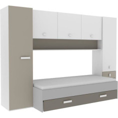 DEMEYERE Lit gigogne enfant avec multiples rangements - Décor blanc/argile - 90 x200 cm - TIDY DEMEYERE Lit gigogne enfant avec multiples rangements - Décor blanc/argile - 90 x200 cm - TIDY