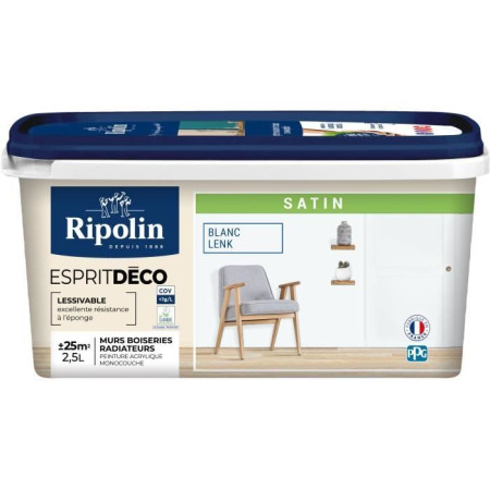 Peinture esprit deco multi-supports - RIPOLIN - 446523 - Blanc lenk - Satin - 2