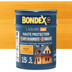 Lasure 2 en 1 Haute protection - Chene doré satin - BONDEX - 5 L Lasure 2 en 1 Haute protection - Chene doré satin - BONDEX - 5 L