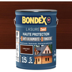 Lasure 2 en 1 Haute protection - Chene foncé satin - BONDEX - 5 L Lasure 2 en 1 Haute protection - Chene foncé satin - BONDEX - 5 L