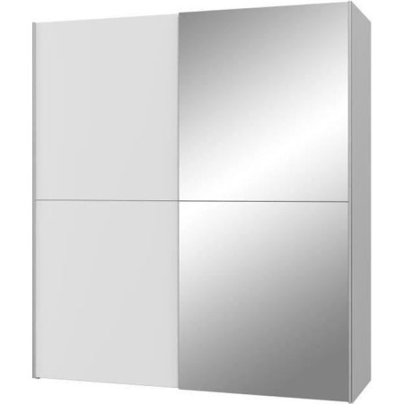 Armoire 2 portes coulissantes + miroir - Panneaux de particules - Blanc mat - L 170