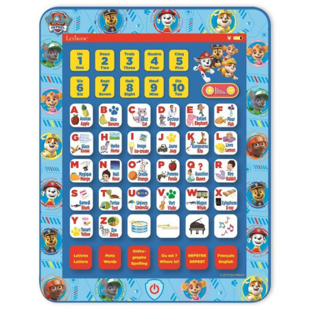 Lexibook, Pat'Patrouille, Tablette d'apprentissage, Anglais/Français, Alphabet, Lettres, Chiffres, Mots, Epellation, Musique