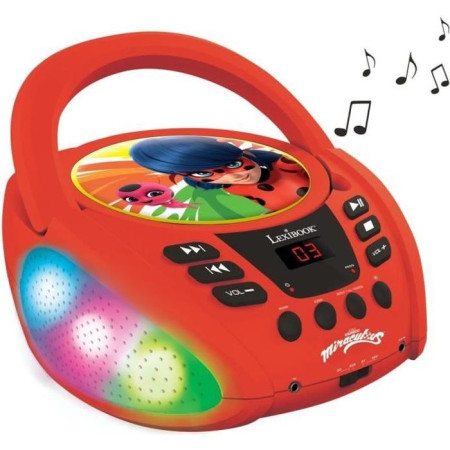 Lecteur CD Bluetooth lumineux Miraculous - LEXIBOOK - MIRACULOUS - CD/CD-R/CD-RW - Bl