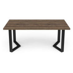 Table - MONACO - Rectangulaire - Décor mélamine chene saloon - Pied en V noir - 6 pla Table - MONACO - Rectangulaire - Décor mélamine chene saloon - Pied en V noir - 6 pla