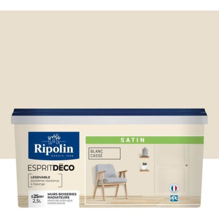 RIPOLIN Peinture murale pour toutes pieces - Blanc cassé satin - 2