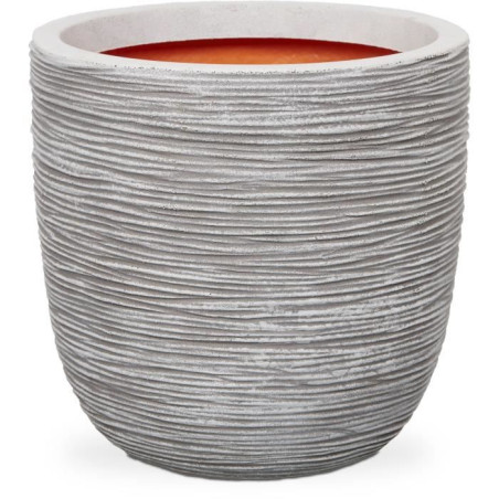 Pot de fleurs NATURE RIB - Plastique - Ivoire - 35x34 cm - CAPI EUROPE