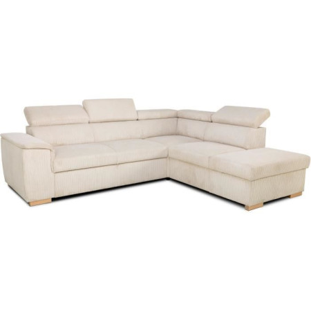 Canapé d'angle convertible réversible 5 places DAYTONA - Velours côtelé beige - Coffr