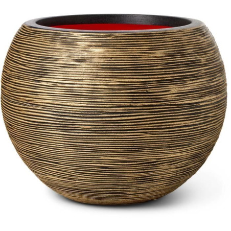 Pot de fleurs boule RIB NL - Plastique - Noir et Or - 40x32 cm - CAPI EUROPE