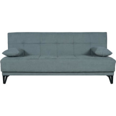 Banquette convertible 3 places - LIMRA - Tissu menthe- 2 coussins - Coffre de rangeme
