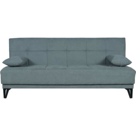 Banquette convertible 3 places - LIMRA - Tissu menthe- 2 coussins - Coffre de rangeme