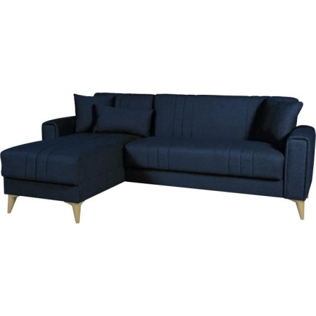 Canapé d'angle convertible réversible - 3 / 4 personnes - OMEGA - Tissu bleu foncé -