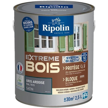 Peinture pour Bois -Intérieur/Extérieur - RIPOLIN - Ultra-couvrante - Résiste aux Int