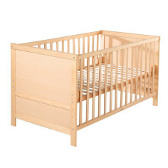 Lit Bébé Évolutif 70x140 - ROBA - Réglable en Hauteur - 3 Barreaux Amovibles - Coins