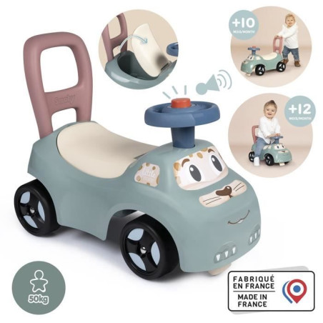 Porteur Auto - Little Smoby - Coffre sous la Selle, Klaxon - Des 10 Mois - Fabrication française