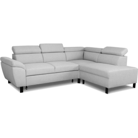Canapé d'angle convertible - 4 personnes - STAN - Tissu Souris - 3 tétieres - Réversi