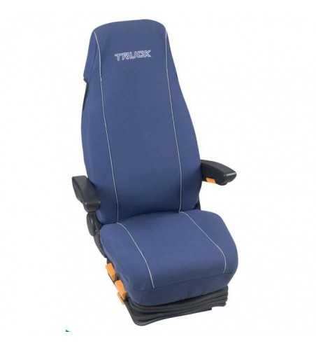 Housse universelle HTC EQUIPEMENTS - Siege de camion matelassé bleu avec le logo TRUCK 80% coton 20% polyester