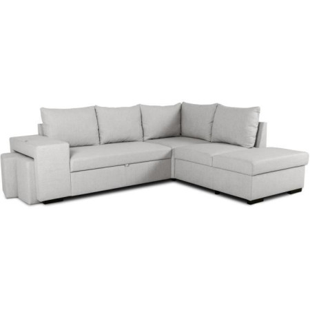 Canapé d'angle convertible réversible 4 places MITCHELL - Tissu Gris - L 247 x P 91 x