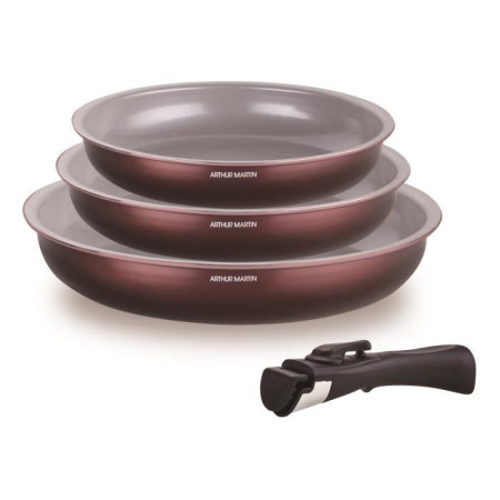 Set de 3 poeles - ARTHUR MARTIN - AM8866 - Tous feux dont induction - 20/24/28 cm + 1