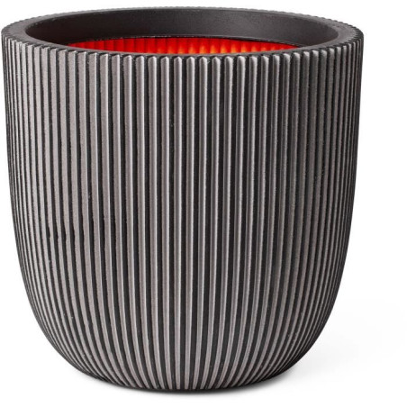 Pot de fleurs boule GROOVE NL - Plastique - Anthracite - 43x41 cm - CAPI EUROPE