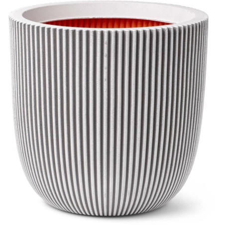 Pot de fleurs GROOVE NL - Plastique - Ivoire - 43x41 cm - Résistant aux intempéries - CAPI EUROPE