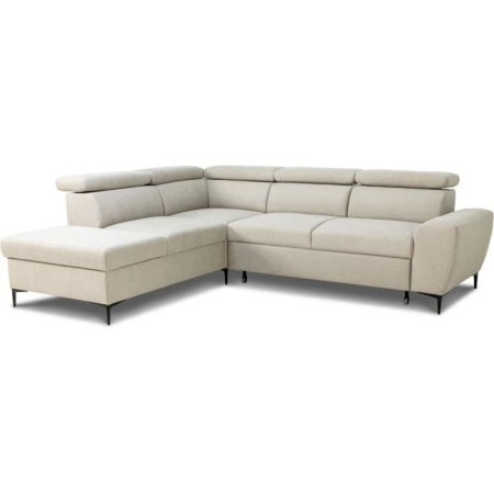Canapé d'angle convertible réversible avec coffre - 5 places - KASIMIR - Tissu beige