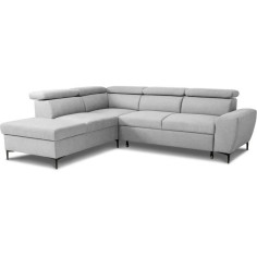 Canapé d'angle convertible réversible avec coffre - 5 places - KASIMIR - Tissu gris - Canapé d'angle convertible réversible avec coffre - 5 places - KASIMIR - Tissu gris -