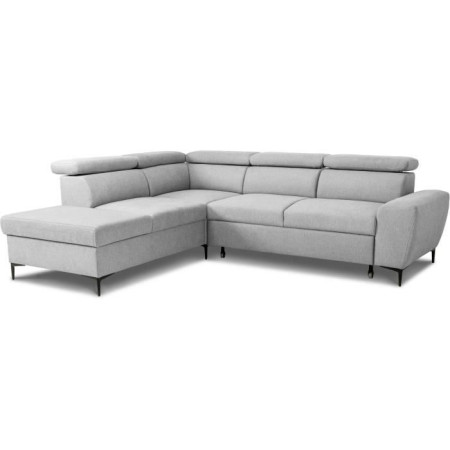 Canapé d'angle convertible réversible avec coffre - 5 places - KASIMIR - Tissu gris -