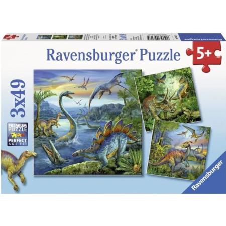 Puzzles 3x49 pieces - La fascination des dinosaures - Ravensburger - Lot de puzzles e