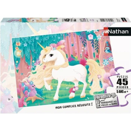 Puzzle enfant 45 pieces Jolie licorne Nathan - Poster inclus - Theme fantastique - Mi