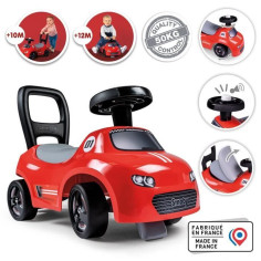 Smoby - Porteur enfant 2 en 1 - Auto Rouge - Coffre sous la selle + klaxon - Des 10 m