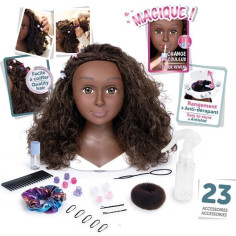 Smoby - Tete a coiffer cheveux afro - Facile a coiffer - 23 accessoires réalistes - L