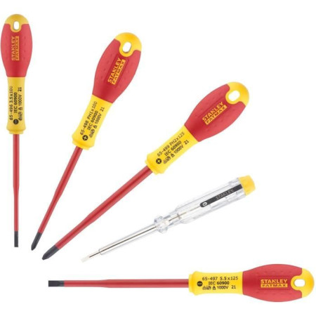 Jeu de 5 Tournevis - STANLEY FATMAX - XTHT0-62692 - Slim Isolés 1000V - Electricien +