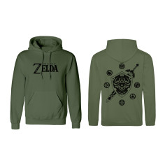 Sweat à capuche unisex The Legend of Zelda Logo and Shield Vert Sweat à capuche unisex The Legend of Zelda Logo and Shield Vert